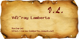 Váray Lamberta névjegykártya
